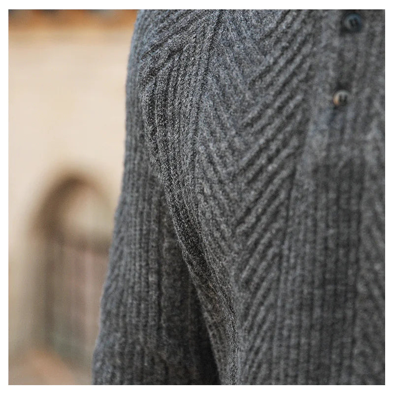 Cozy Cable Knit Long Sleeve Shirt For Men