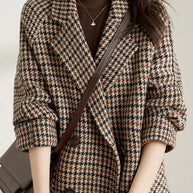 Retro Ladies Wool Plaid Blazer