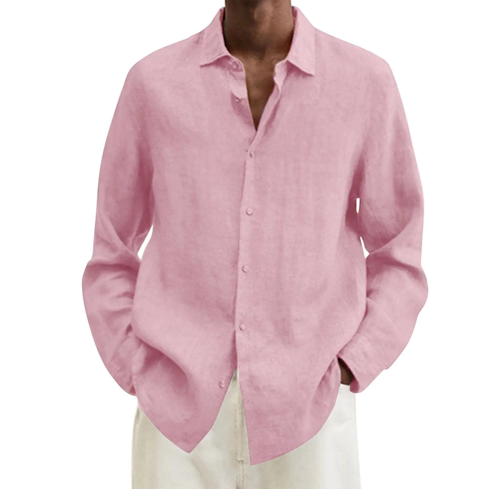 Men's Casual Henley Linen Shirt