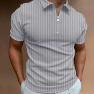 Men's Polo Zipper Stripe Shirt