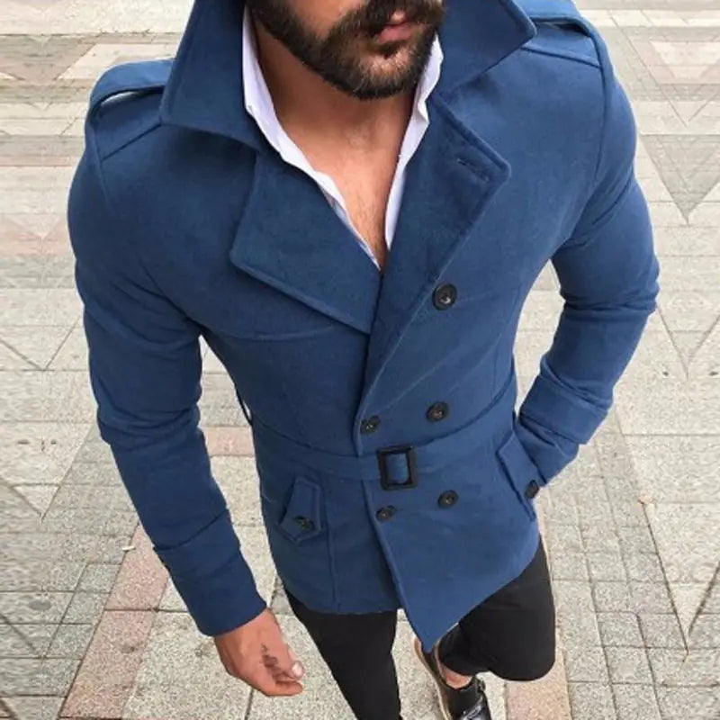 Men's Casual Wool Trench Coat
