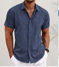 Men's Short-Sleeve Cotton Linen Shirt
