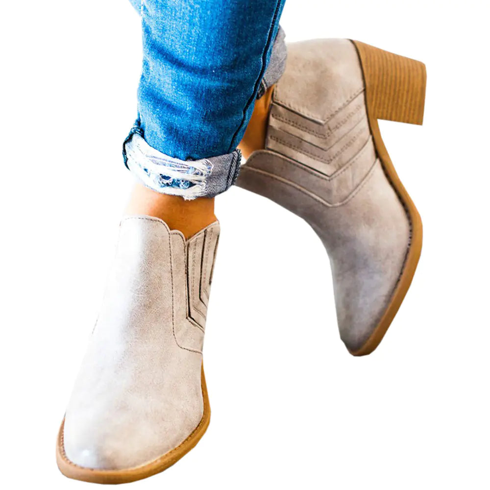 Chunky Heel Ankle Boots For Women