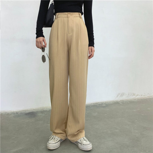 Women's Fashion Striped Straight Leg Suit Pants