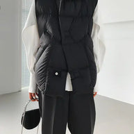 Women's White Duck Down Hooded Winter Vest