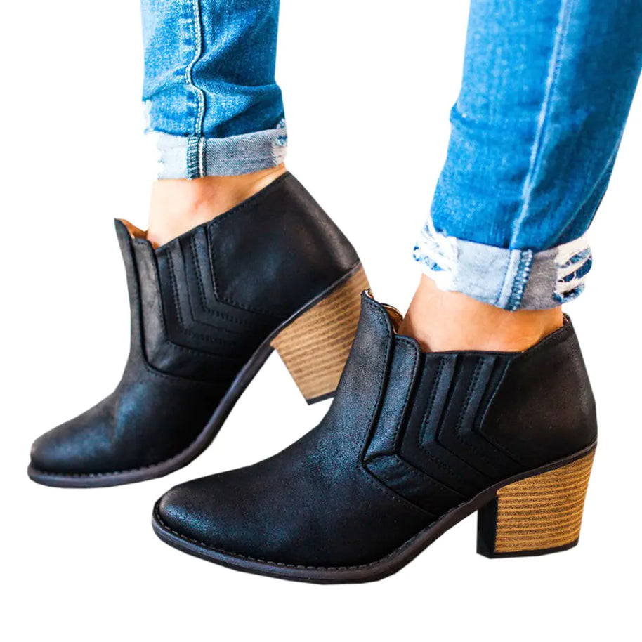 Chunky Heel Ankle Boots For Women