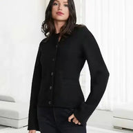 Women's Knitted Cardigan Sweater with Waist Design