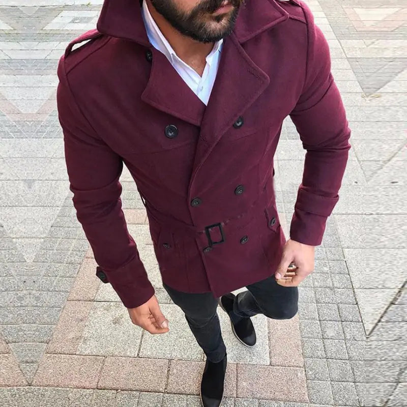 Men's Casual Wool Trench Coat