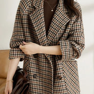 Retro Ladies Wool Plaid Blazer