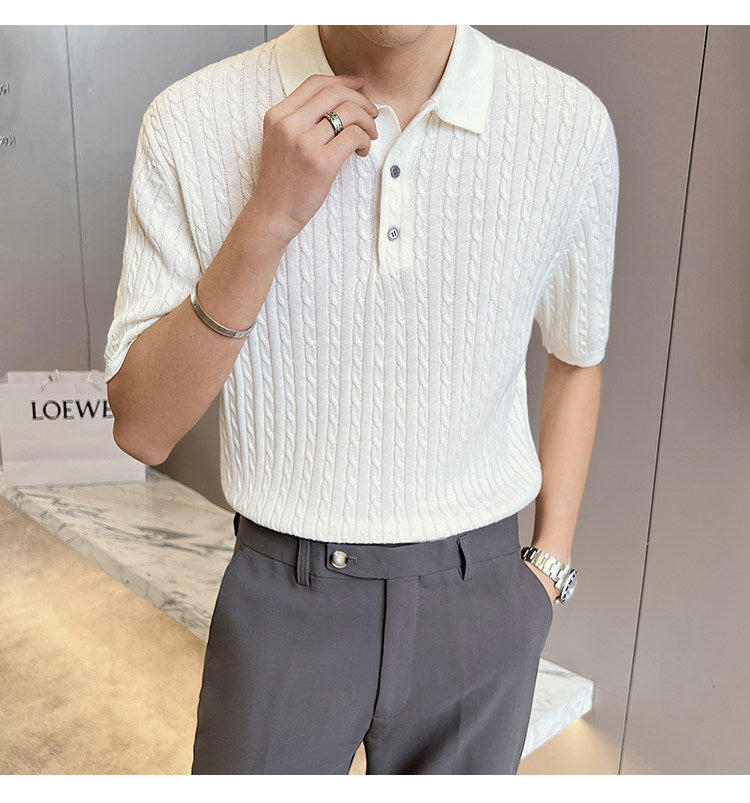 Casual Knit Polo Shirt For Men