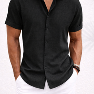 Men's Short-Sleeve Cotton Linen Shirt