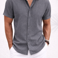 Men's Short-Sleeve Cotton Linen Shirt