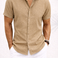 Men's Short-Sleeve Cotton Linen Shirt