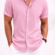 Men's Short-Sleeve Cotton Linen Shirt