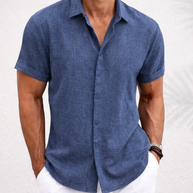 Men's Short-Sleeve Cotton Linen Shirt