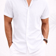 Men's Short-Sleeve Cotton Linen Shirt