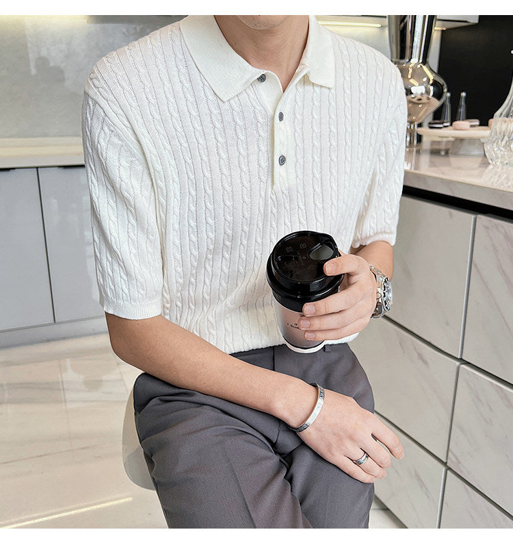 Casual Knit Polo Shirt For Men
