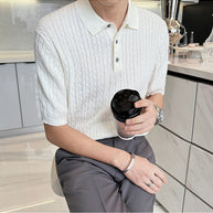 Casual Knit Polo Shirt For Men