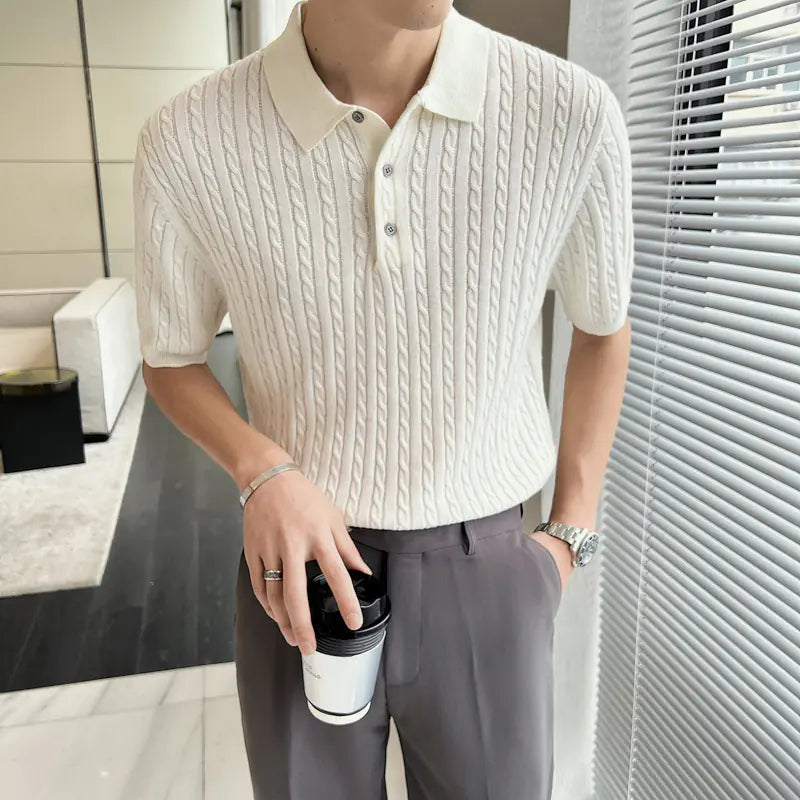 Casual Knit Polo Shirt For Men