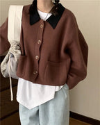 Retro Loose Knit Cardigan Sweater for Women