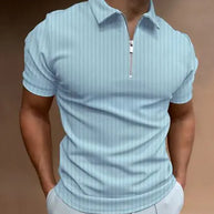 Men's Polo Zipper Stripe Shirt