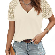 Lace Short Sleeve Shirt For Women