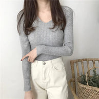Women's Knitted Sweater for Autumn and Winter - Slim Fit Top