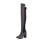 Chunky Heeled Over-the-Knee Suede Boots