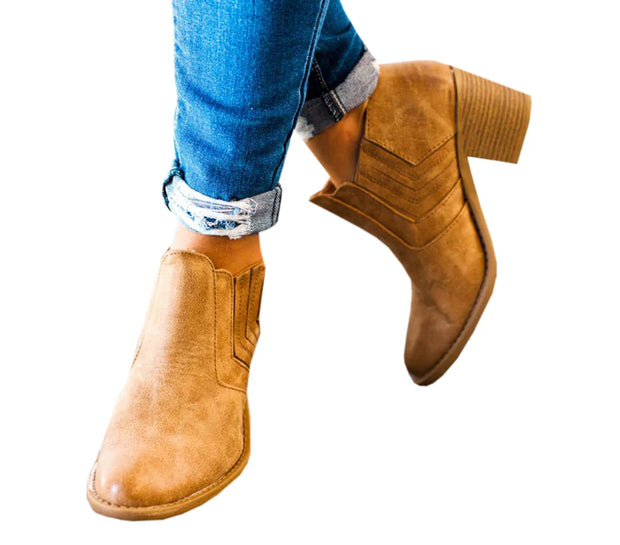 Chunky Heel Ankle Boots For Women