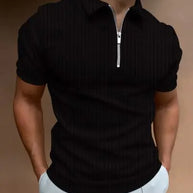 Men's Polo Zipper Stripe Shirt